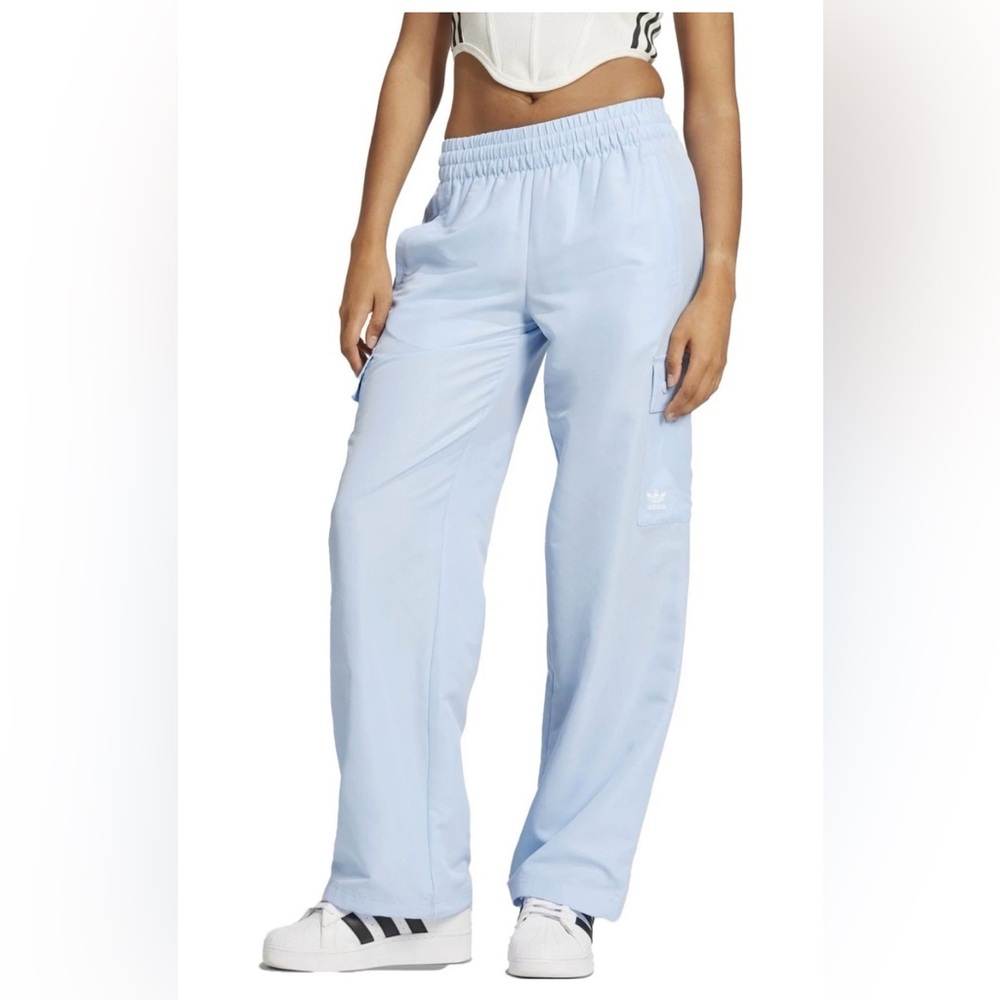 adidas Light Blue Track Pants Wide Leg Joggers